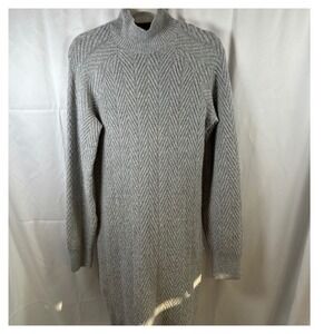 Gypsy Cloud Gray Chevron Knit Mock Neck Sweater Dress XL PF3S51483ME